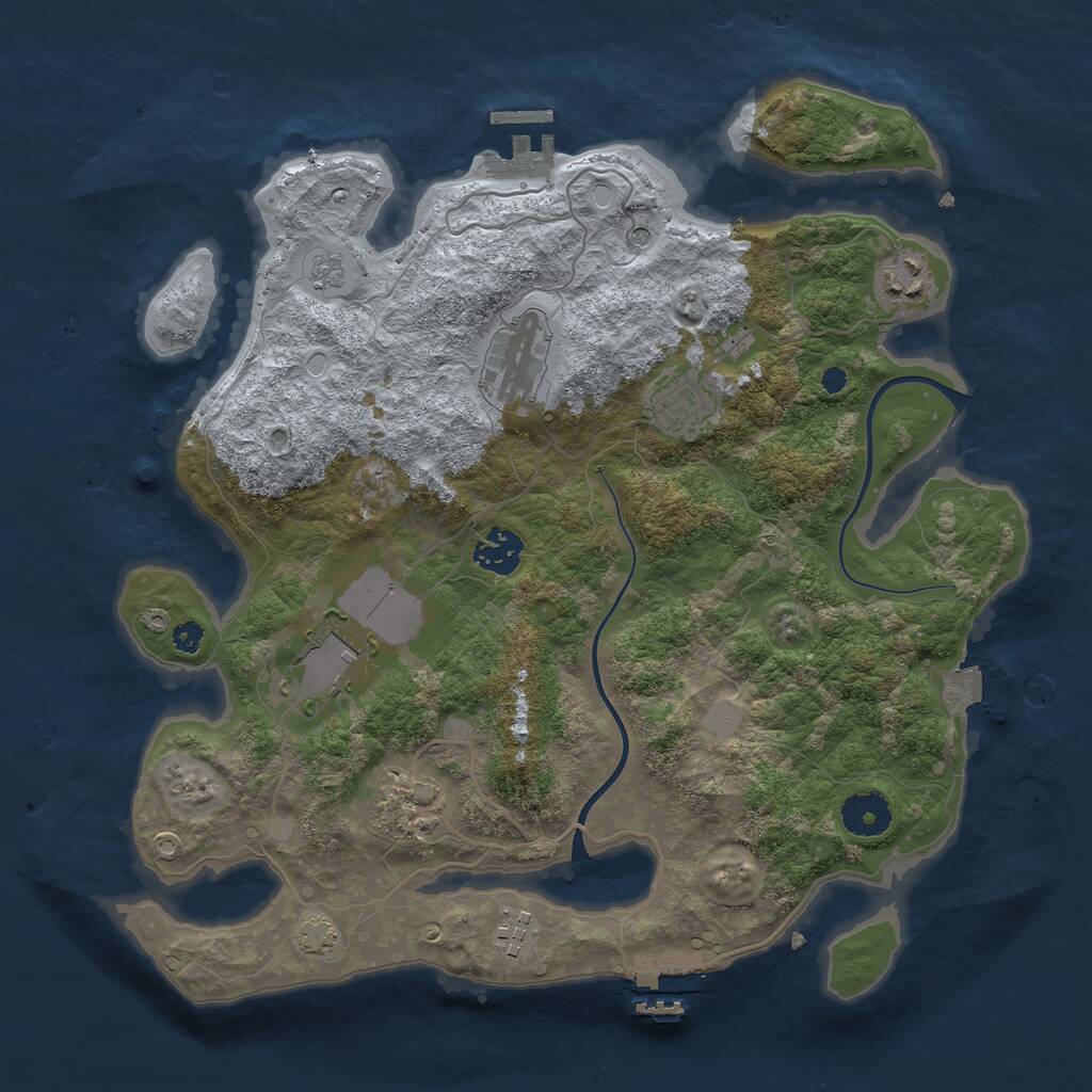 Rust Map: Procedural Map, Size: 3500, Seed: 1481950639, 13 Monuments