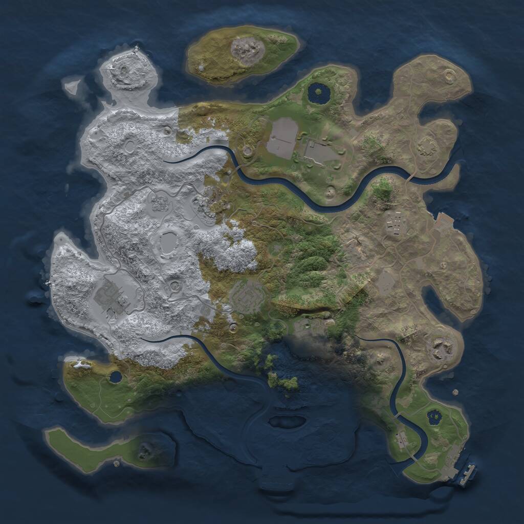 Rust Map: Procedural Map, Size: 3500, Seed: 74628, 13 Monuments