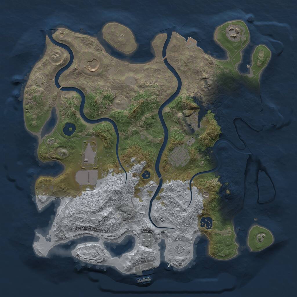 Rust Map: Procedural Map, Size: 3500, Seed: 1710880045, 13 Monuments