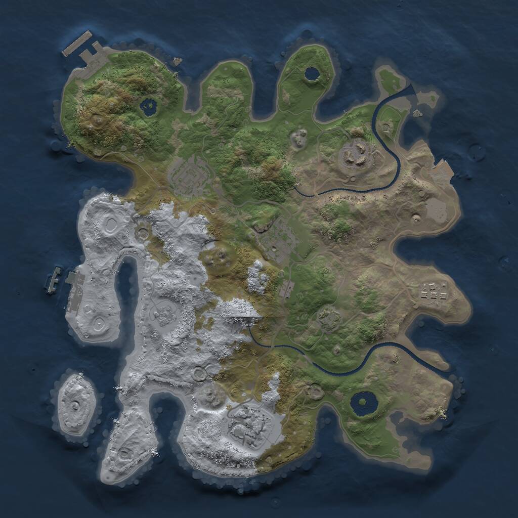 Rust Map: Procedural Map, Size: 3000, Seed: 25418, 11 Monuments