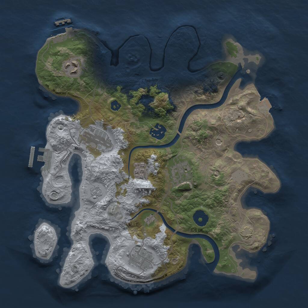 Rust Map: Procedural Map, Size: 3000, Seed: 25418, 12 Monuments