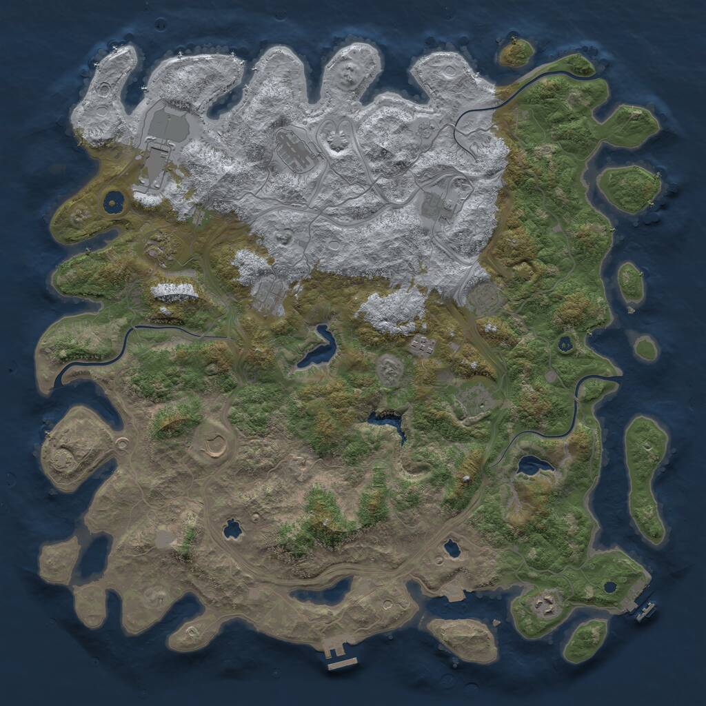 Rust Map: Procedural Map, Size: 4800, Seed: 2086516079, 16 Monuments