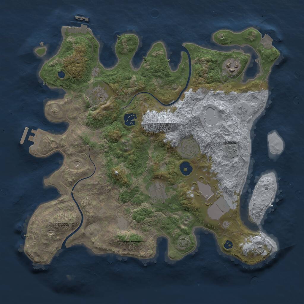 Rust Map: Procedural Map, Size: 3500, Seed: 55210447, 13 Monuments