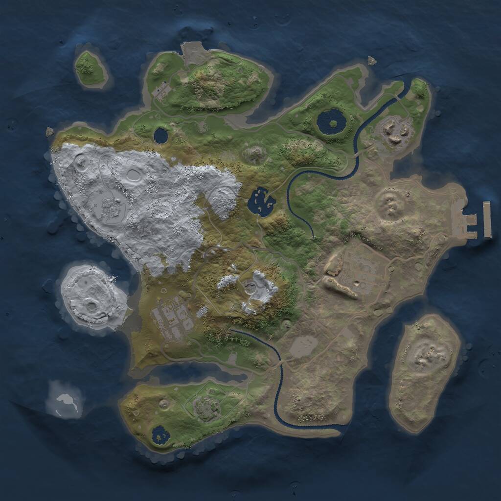 Rust Map: Procedural Map, Size: 2750, Seed: 1575560479, 9 Monuments