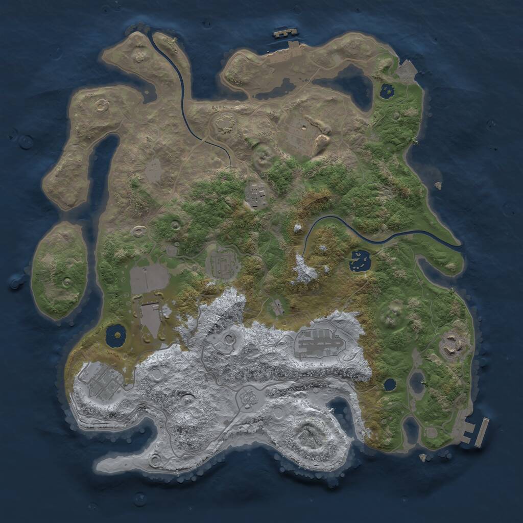 Rust Map: Procedural Map, Size: 3500, Seed: 1234567675, 14 Monuments