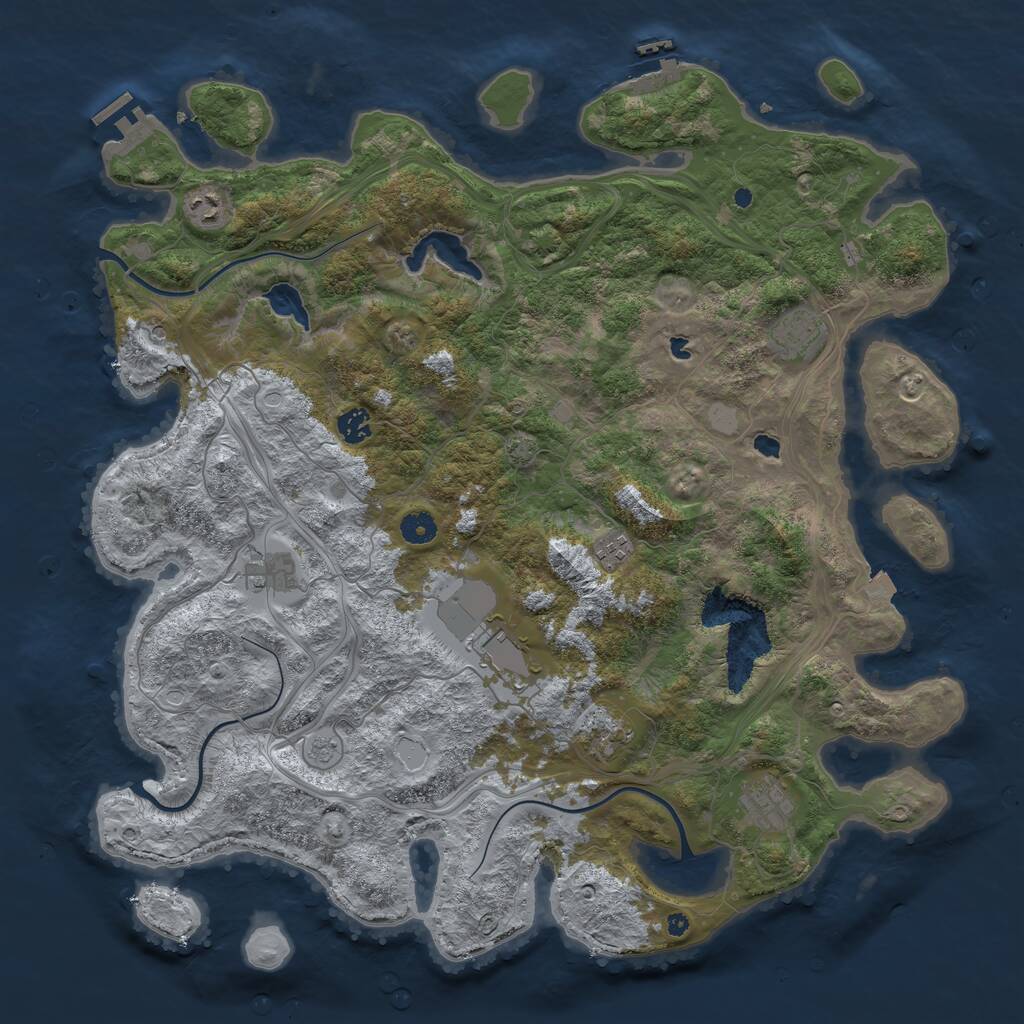 Rust Map: Procedural Map, Size: 4500, Seed: 1275173472, 14 Monuments