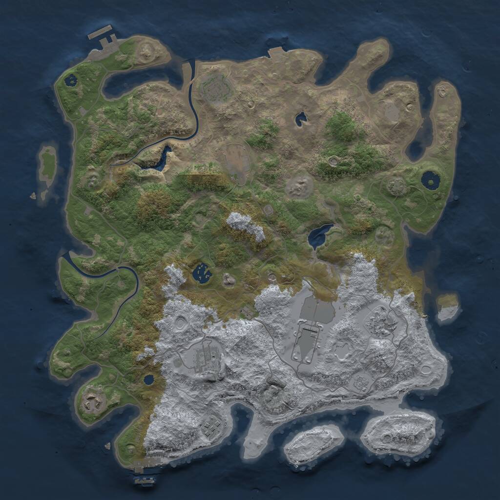 Rust Map: Procedural Map, Size: 4000, Seed: 1643470979, 14 Monuments