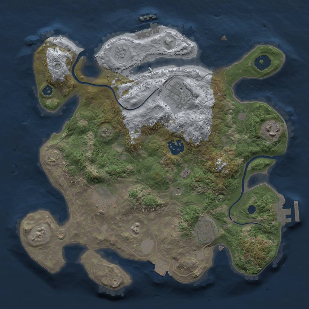 Rust Map: Procedural Map, Size: 3000, Seed: 4876251, 11 Monuments