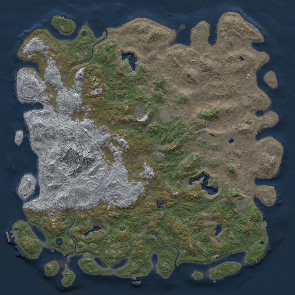 Rust Map: Procedural Map, Size: 6000, Seed: 428097337, 17 Monuments