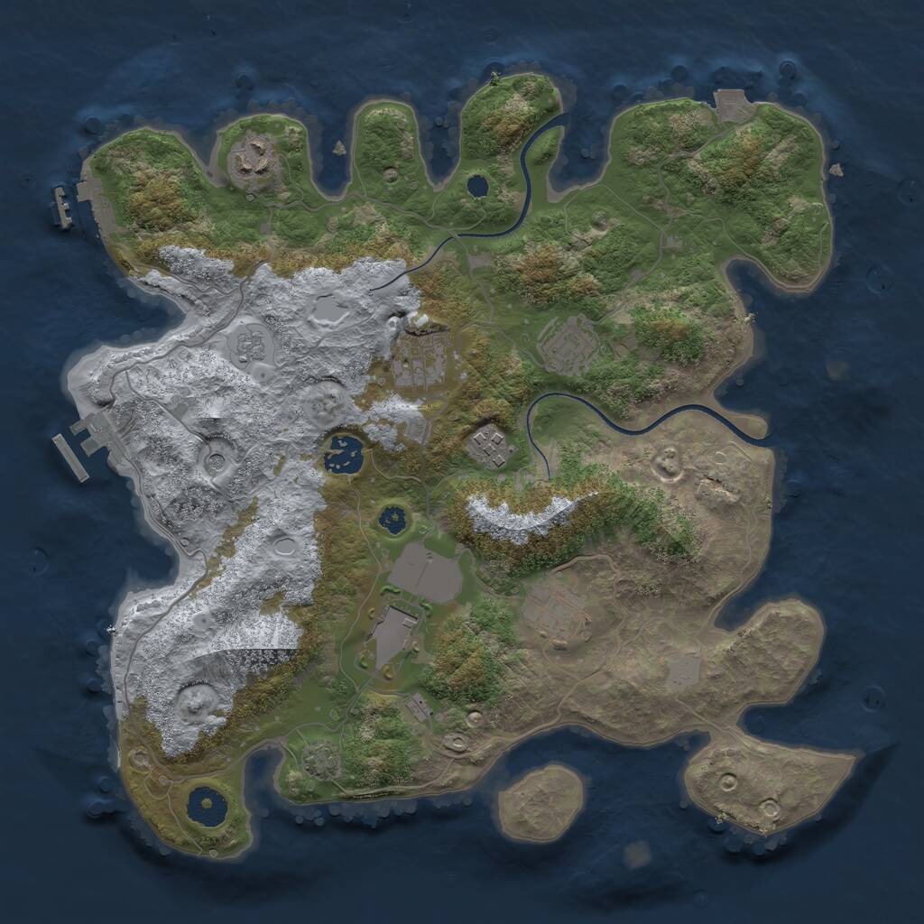 Rust Map: Procedural Map, Size: 3500, Seed: 535353, 13 Monuments