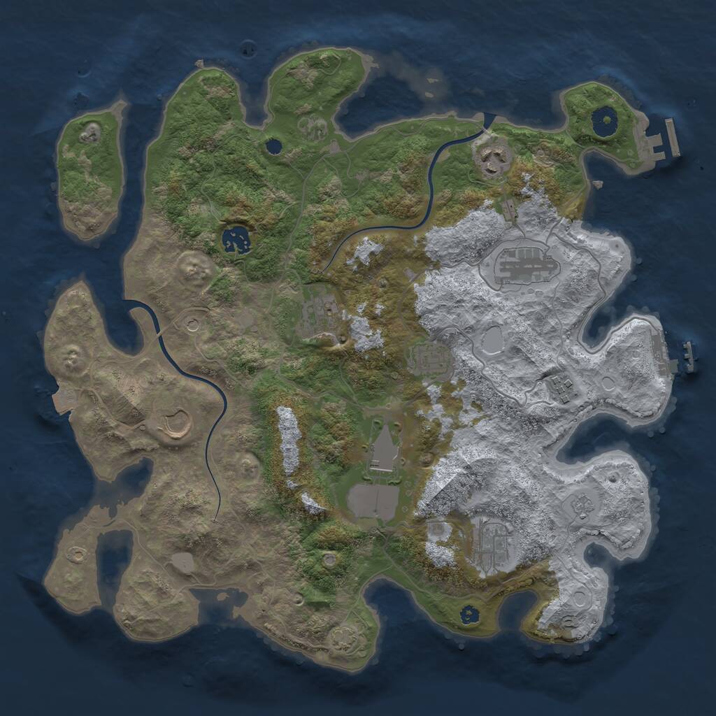 Rust Map: Procedural Map, Size: 3750, Seed: 1077185241, 15 Monuments