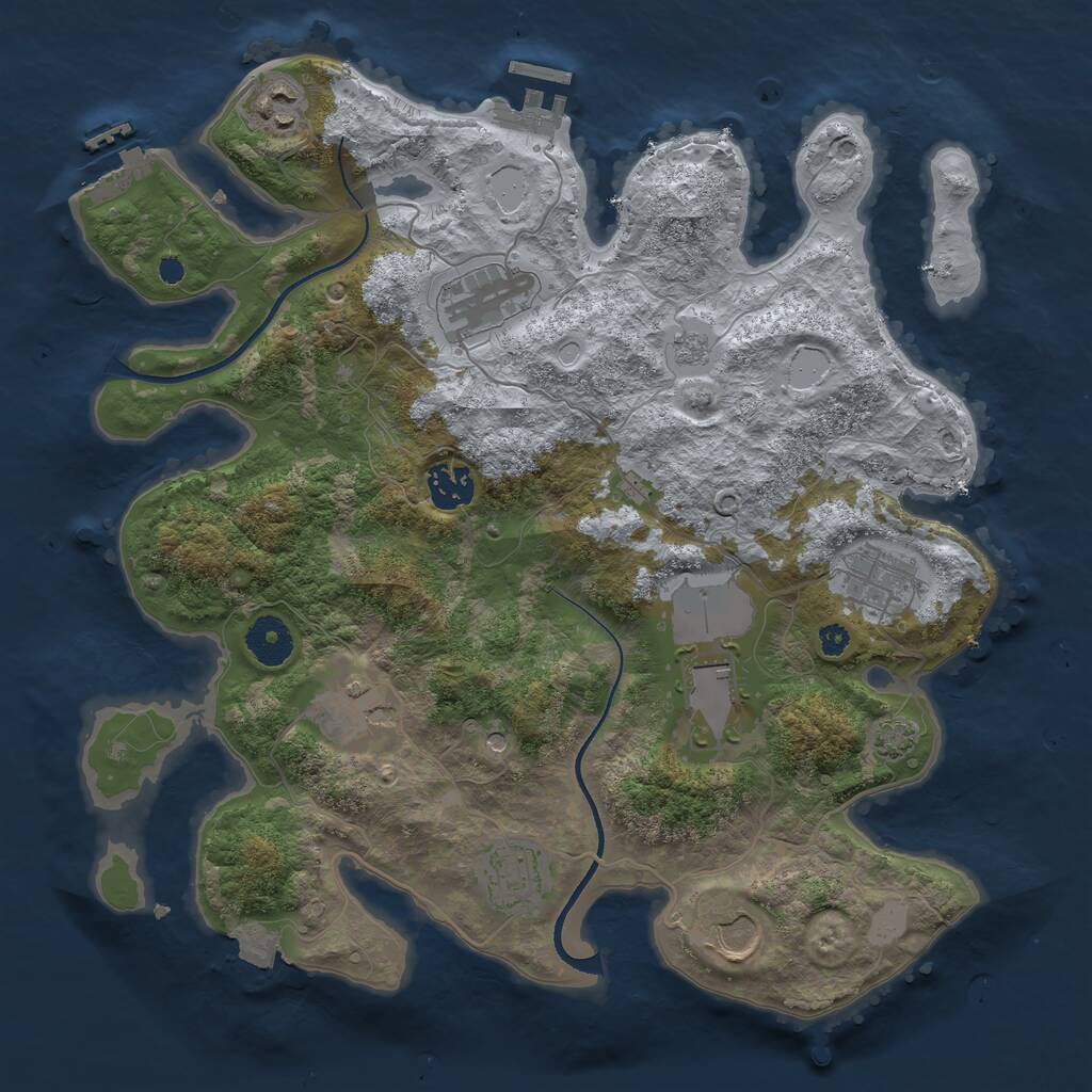 Rust Map: Procedural Map, Size: 3500, Seed: 1826540959, 14 Monuments