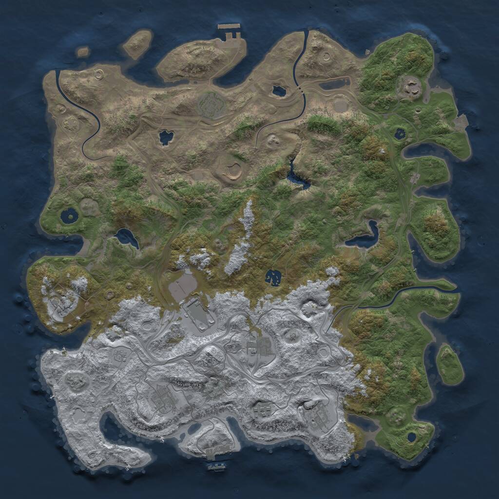 Rust Map: Procedural Map, Size: 4500, Seed: 2141413, 16 Monuments