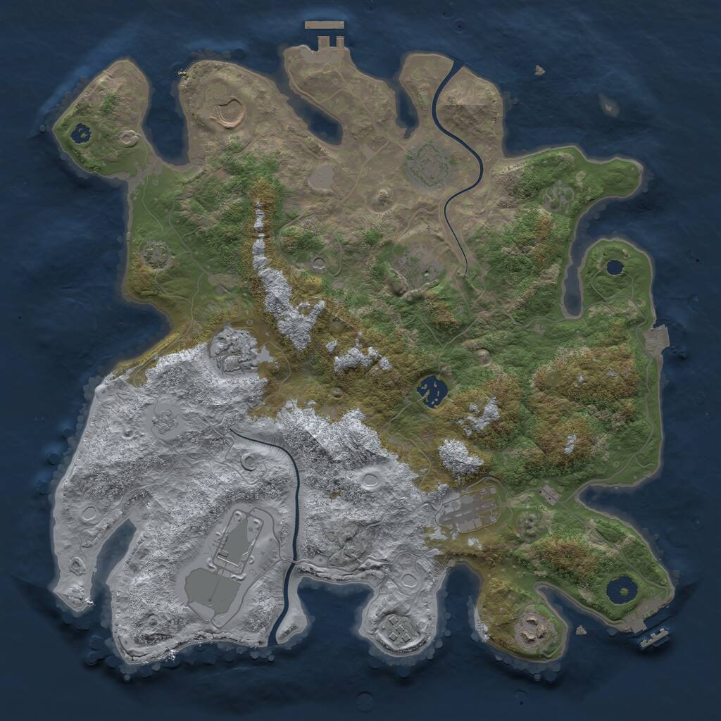 Rust Map: Procedural Map, Size: 3700, Seed: 1842140033, 15 Monuments