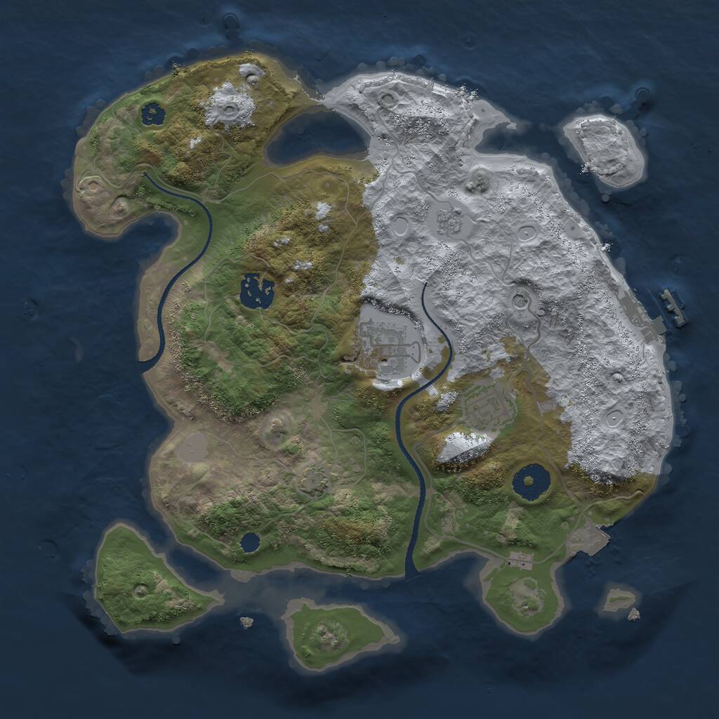 Rust Map: Procedural Map, Size: 3000, Seed: 5885858, 8 Monuments
