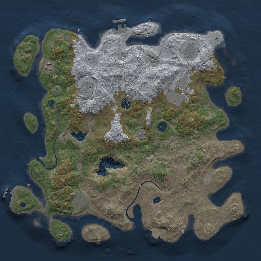 Rust Map: Procedural Map, Size: 4000, Seed: 1350613912, 14 Monuments