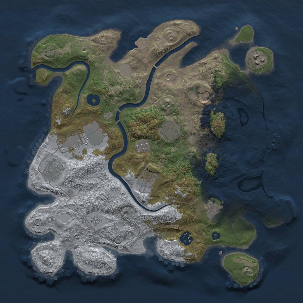 Rust Map: Procedural Map, Size: 3500, Seed: 224816546, 15 Monuments