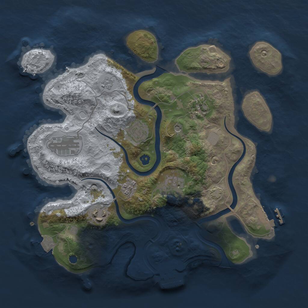 Rust Map: Procedural Map, Size: 3000, Seed: 645000, 12 Monuments