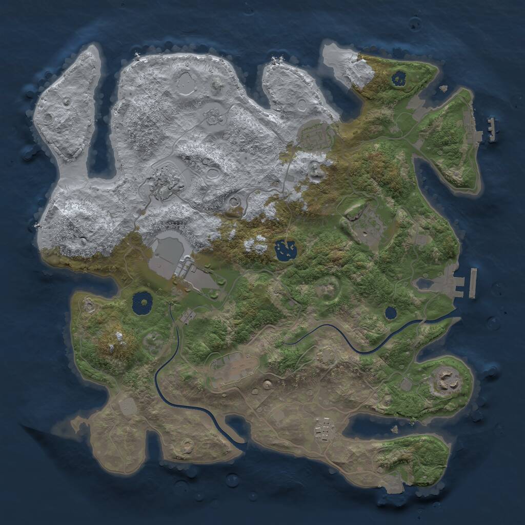 Rust Map: Procedural Map, Size: 3500, Seed: 274052884, 14 Monuments
