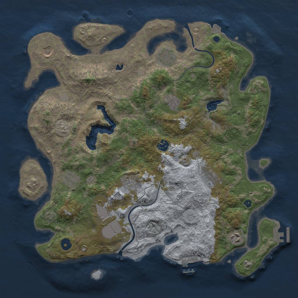 Rust Map: Procedural Map, Size: 4000, Seed: 1247370684, 15 Monuments