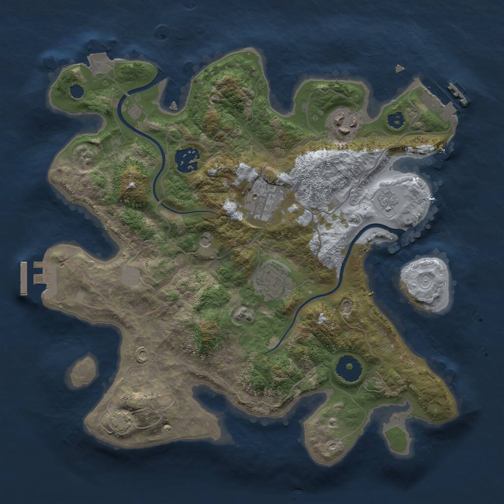 Rust Map: Procedural Map, Size: 3000, Seed: 1375254850, 10 Monuments