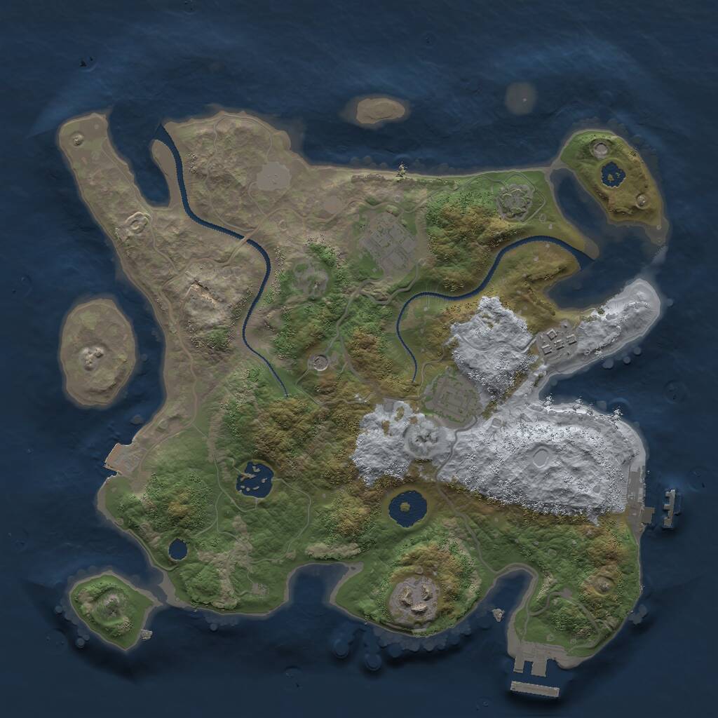Rust Map: Procedural Map, Size: 3000, Seed: 611187, 10 Monuments