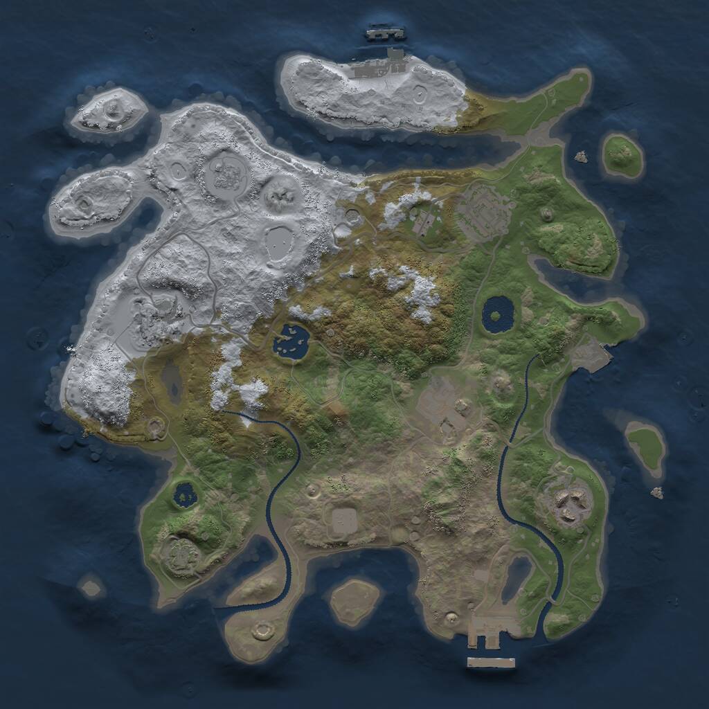 Rust Map: Procedural Map, Size: 3000, Seed: 6411, 11 Monuments