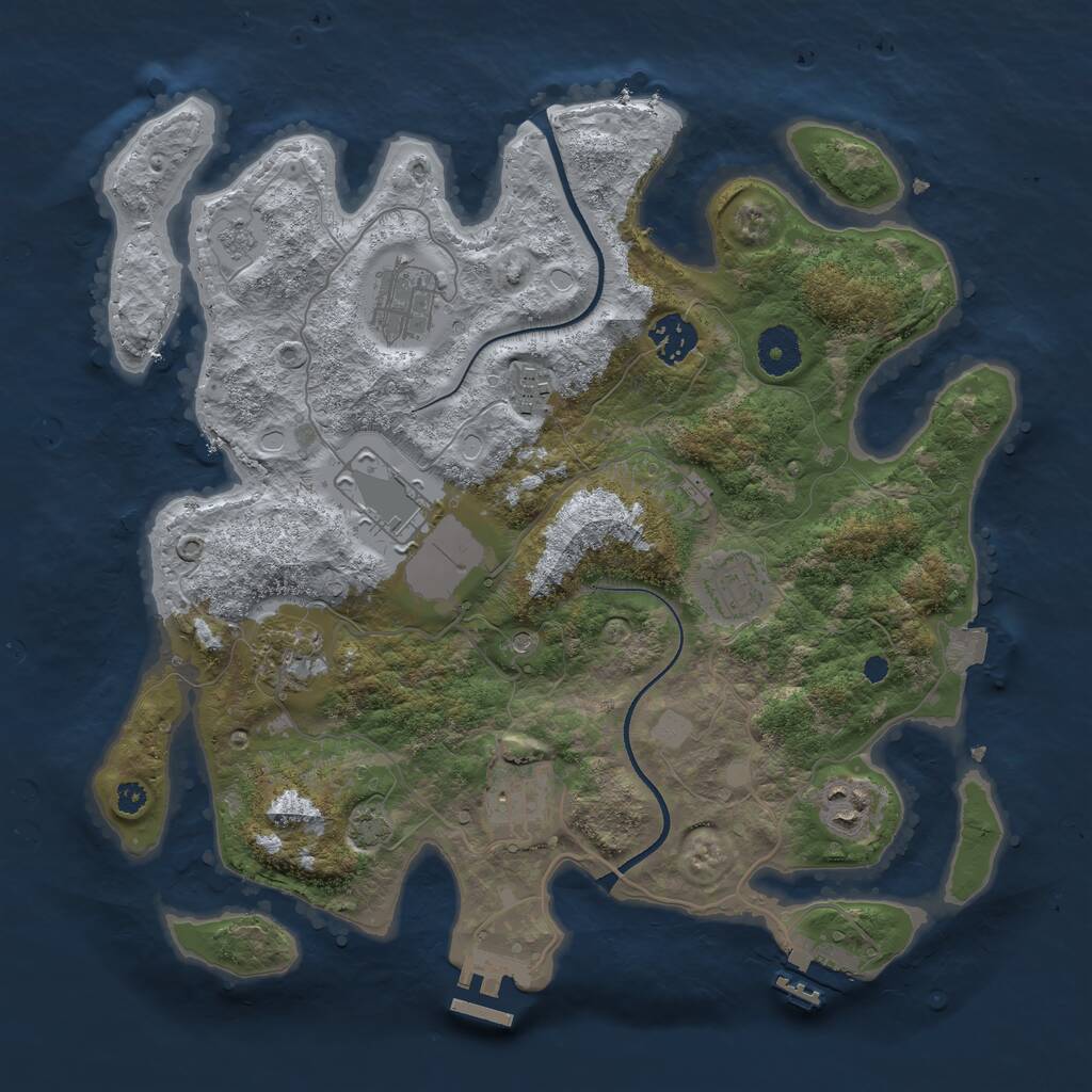 Rust Map: Procedural Map, Size: 3500, Seed: 1712412769, 14 Monuments