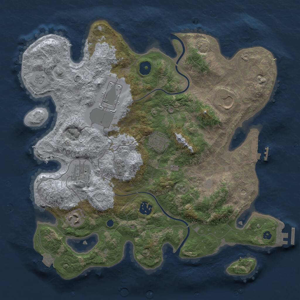 Rust Map: Procedural Map, Size: 3500, Seed: 527228409, 13 Monuments