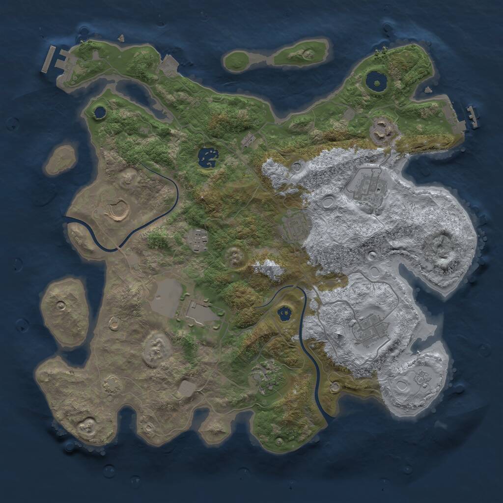 Rust Map: Procedural Map, Size: 3600, Seed: 74, 15 Monuments