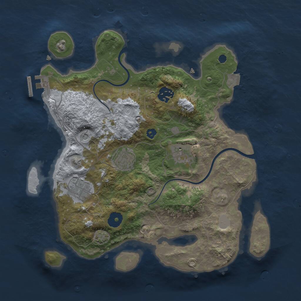 Rust Map: Procedural Map, Size: 3000, Seed: 1955158116, 8 Monuments