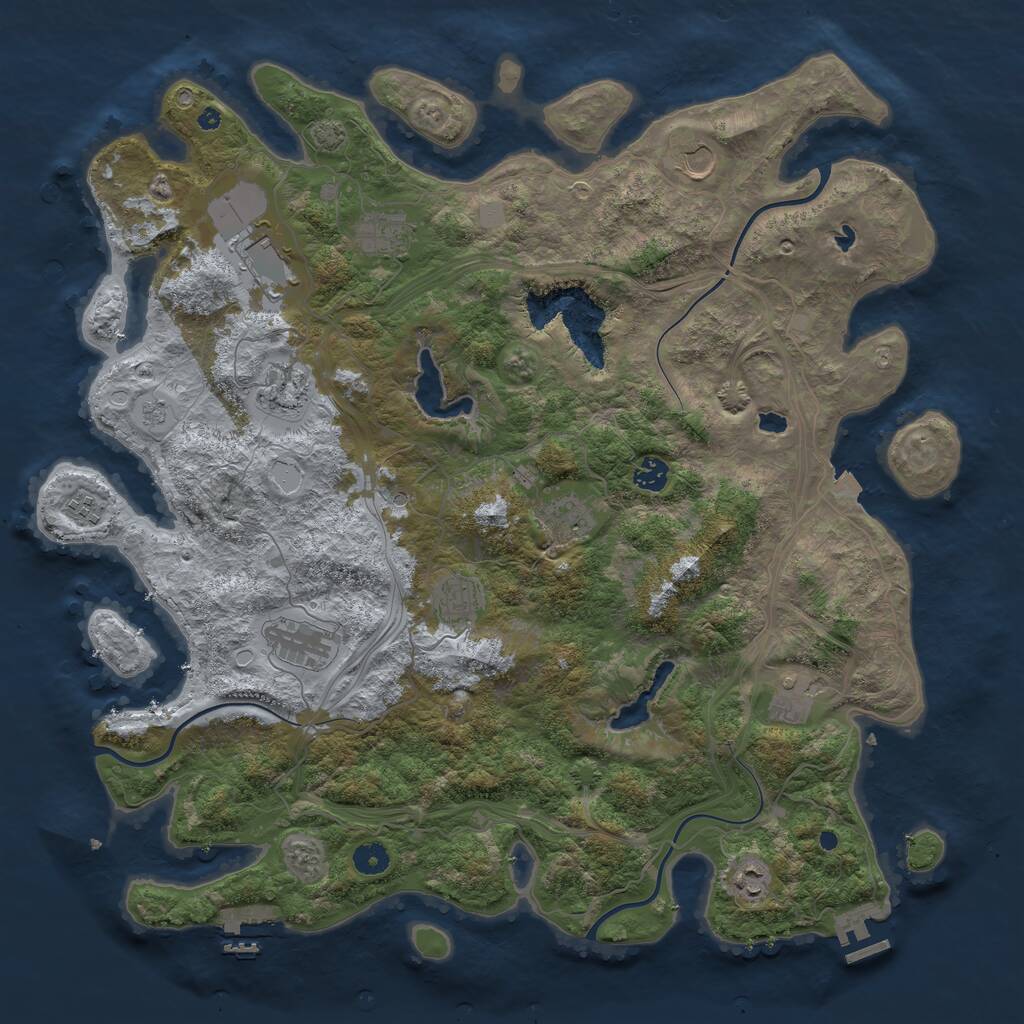 Rust Map: Procedural Map, Size: 4500, Seed: 409075225, 17 Monuments