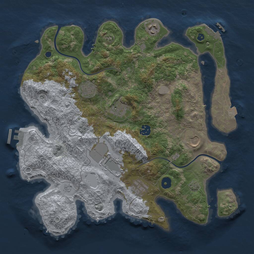 Rust Map: Procedural Map, Size: 3500, Seed: 1163985030, 14 Monuments
