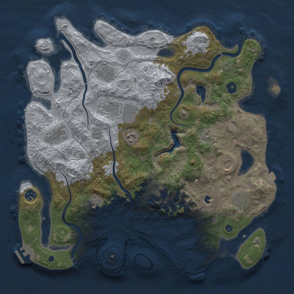 Rust Map: Procedural Map, Size: 4050, Seed: 443752254, 16 Monuments