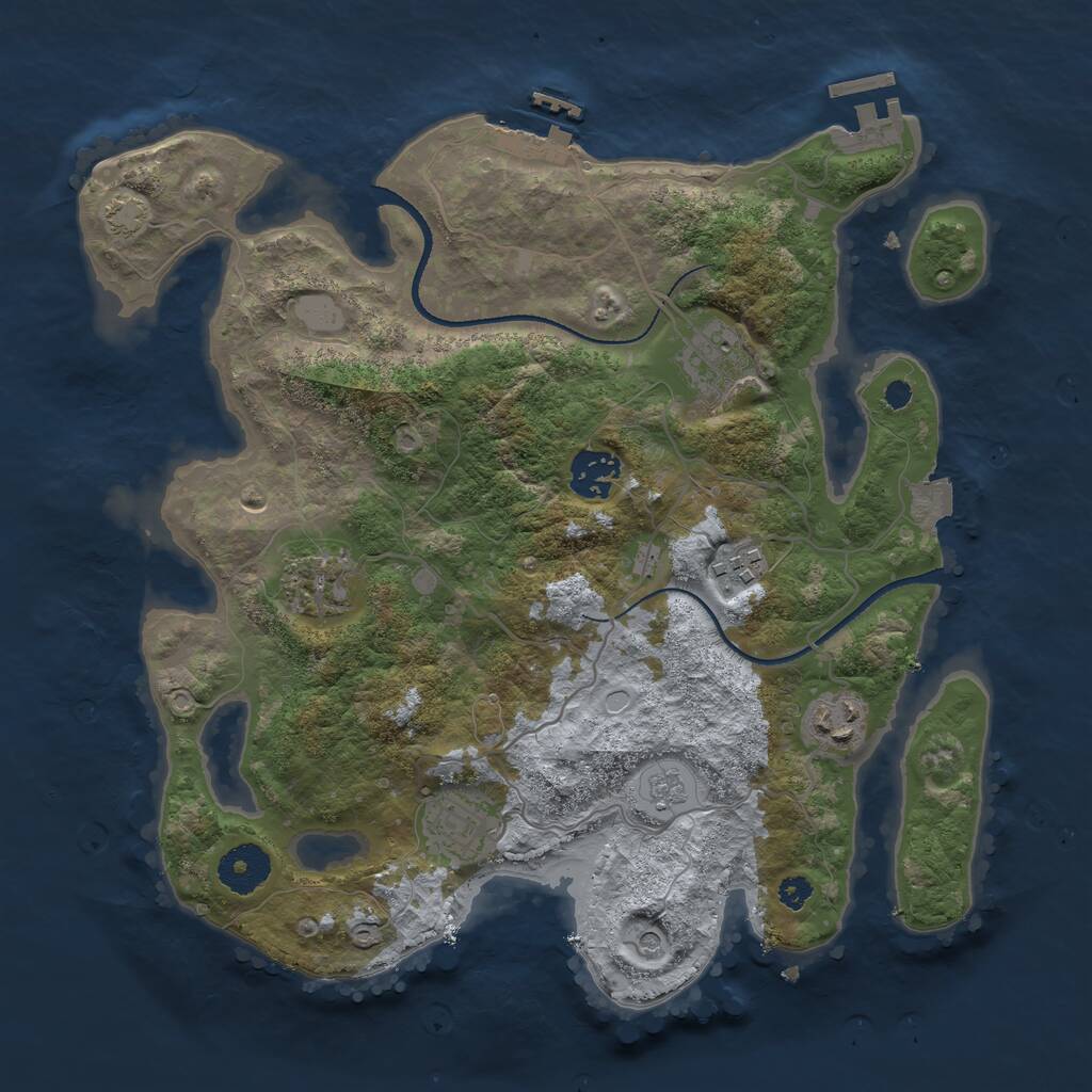 Rust Map: Procedural Map, Size: 3300, Seed: 411801077, 12 Monuments