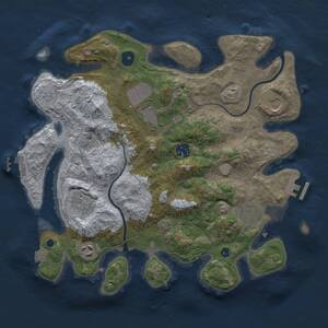 Thumbnail Rust Map: Procedural Map, Size: 3500, Seed: 1185944277, 13 Monuments