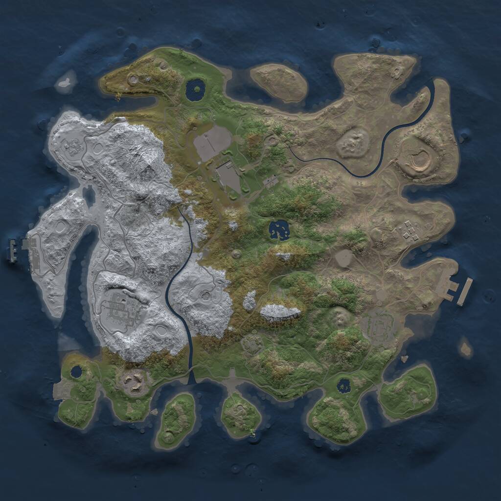 Rust Map: Procedural Map, Size: 3500, Seed: 1185944277, 13 Monuments