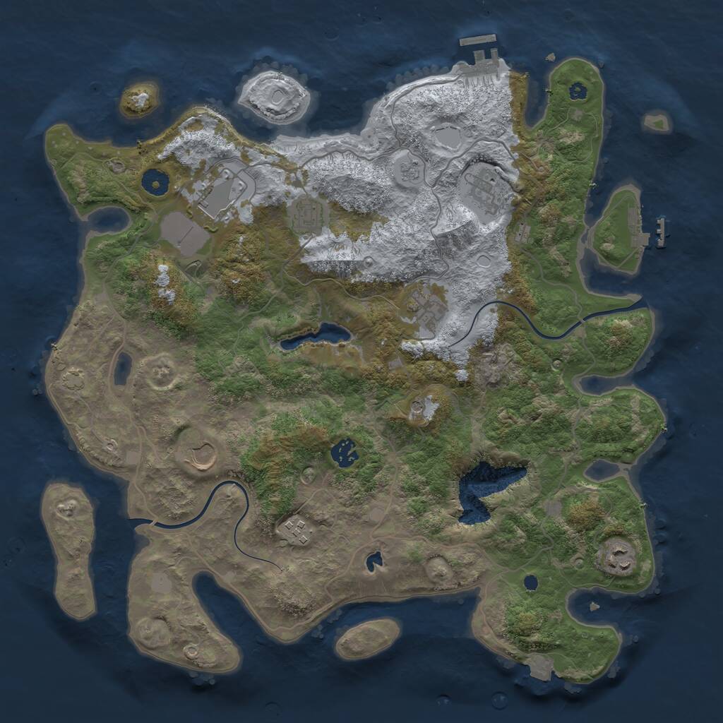 Rust Map: Procedural Map, Size: 4000, Seed: 1723881302, 14 Monuments