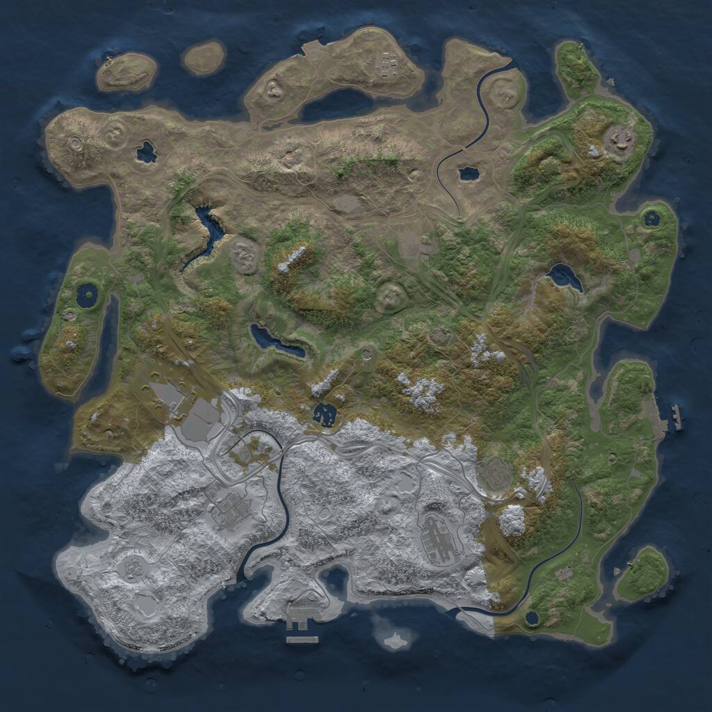 Rust Map: Procedural Map, Size: 4500, Seed: 962873944, 14 Monuments