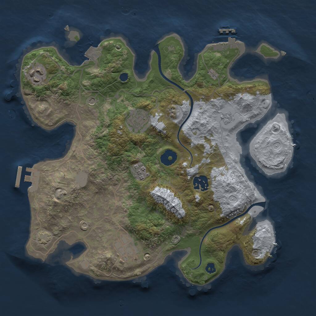 Rust Map: Procedural Map, Size: 3000, Seed: 327471355, 11 Monuments