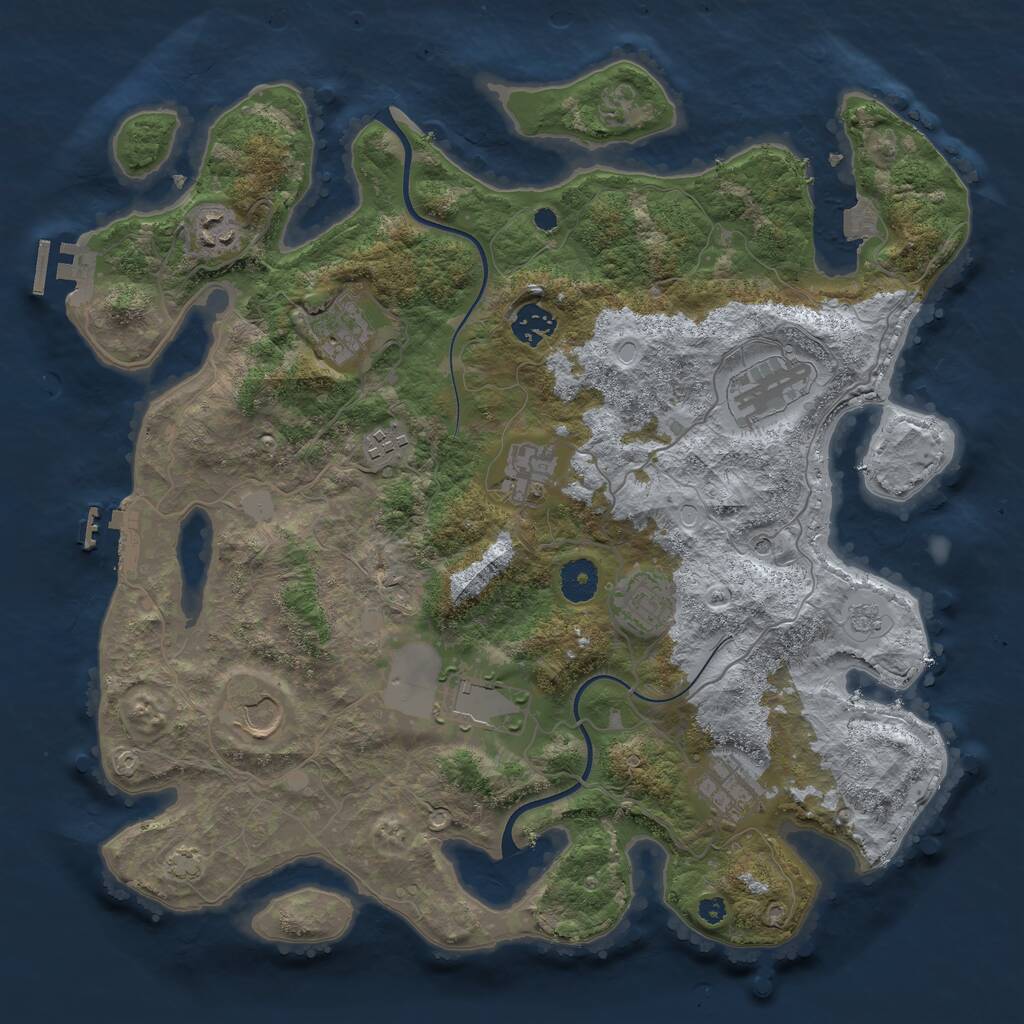 Rust Map: Procedural Map, Size: 3750, Seed: 921789088, 16 Monuments