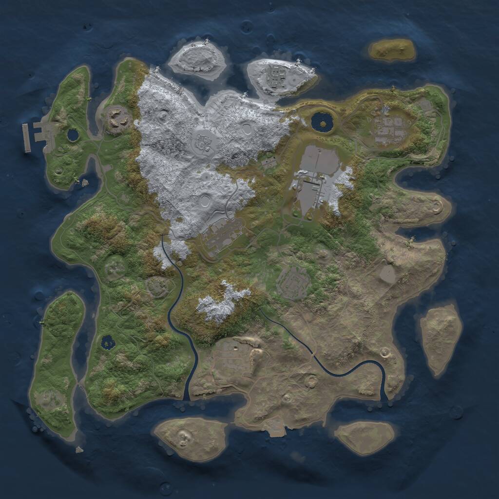 Rust Map: Procedural Map, Size: 3500, Seed: 74829455, 11 Monuments