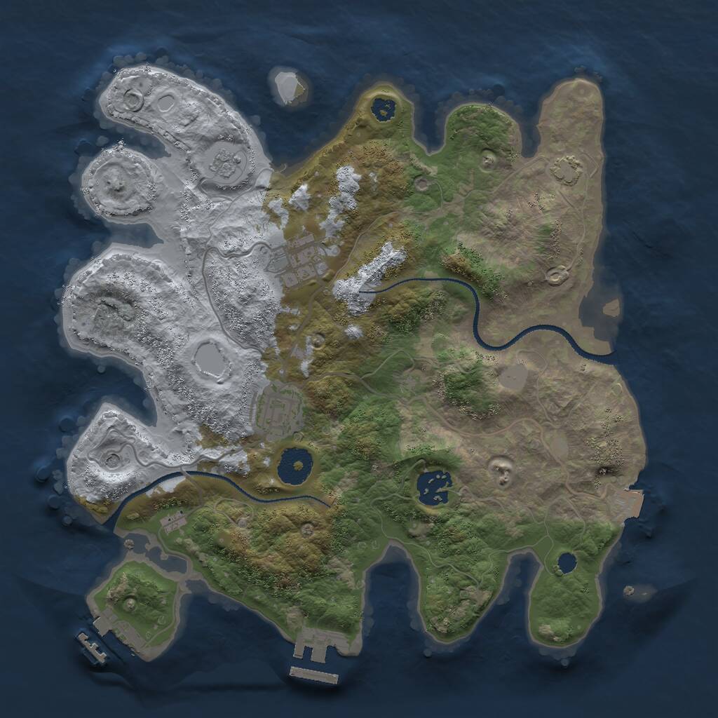 Rust Map: Procedural Map, Size: 3000, Seed: 1057826382, 9 Monuments