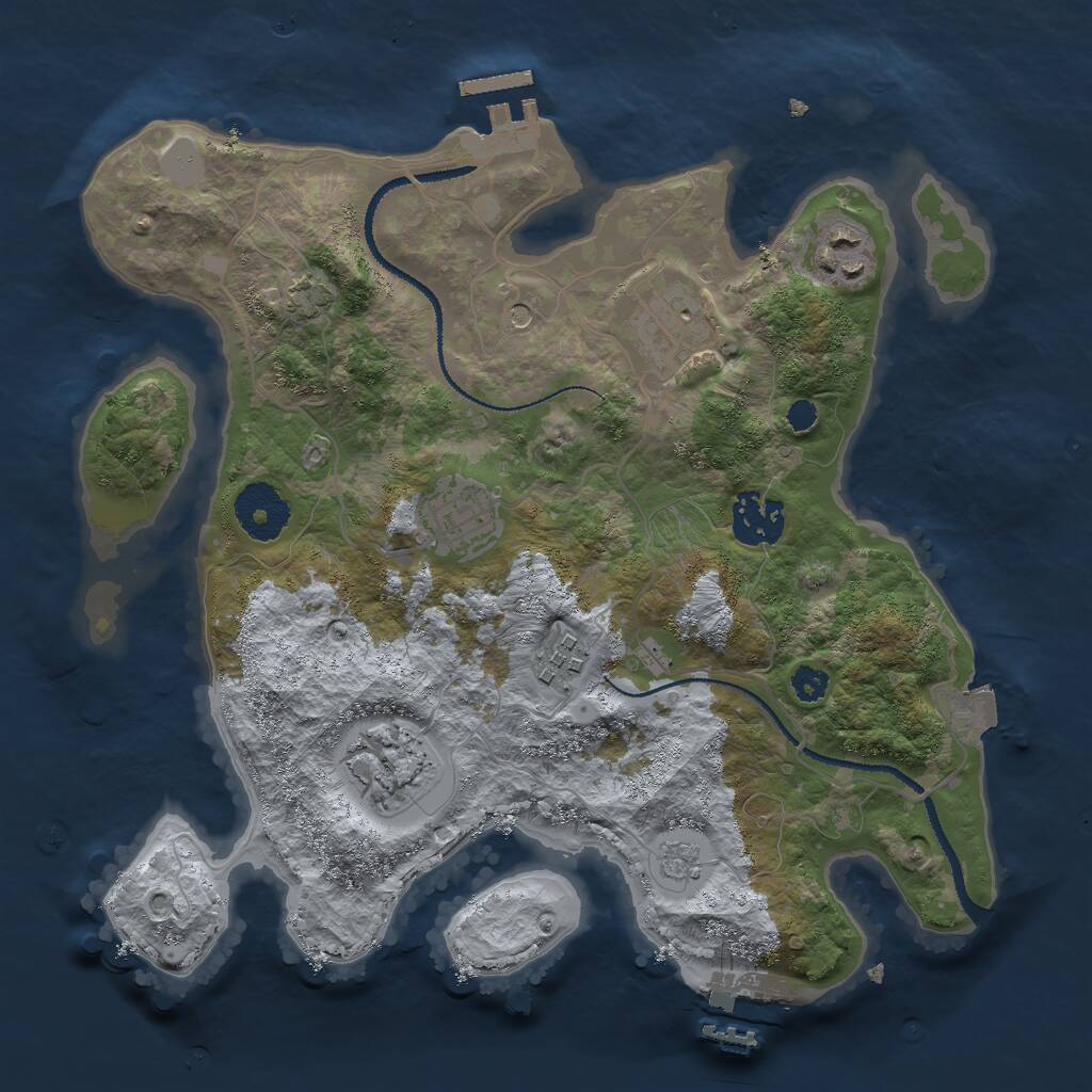 Rust Map: Procedural Map, Size: 3000, Seed: 316948, 12 Monuments