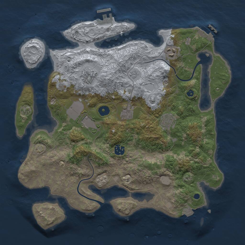 Rust Map: Procedural Map, Size: 3500, Seed: 554581294, 13 Monuments