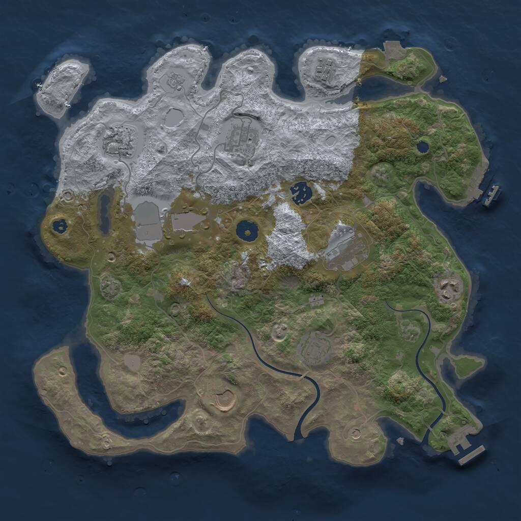 Rust Map: Procedural Map, Size: 3600, Seed: 45, 15 Monuments
