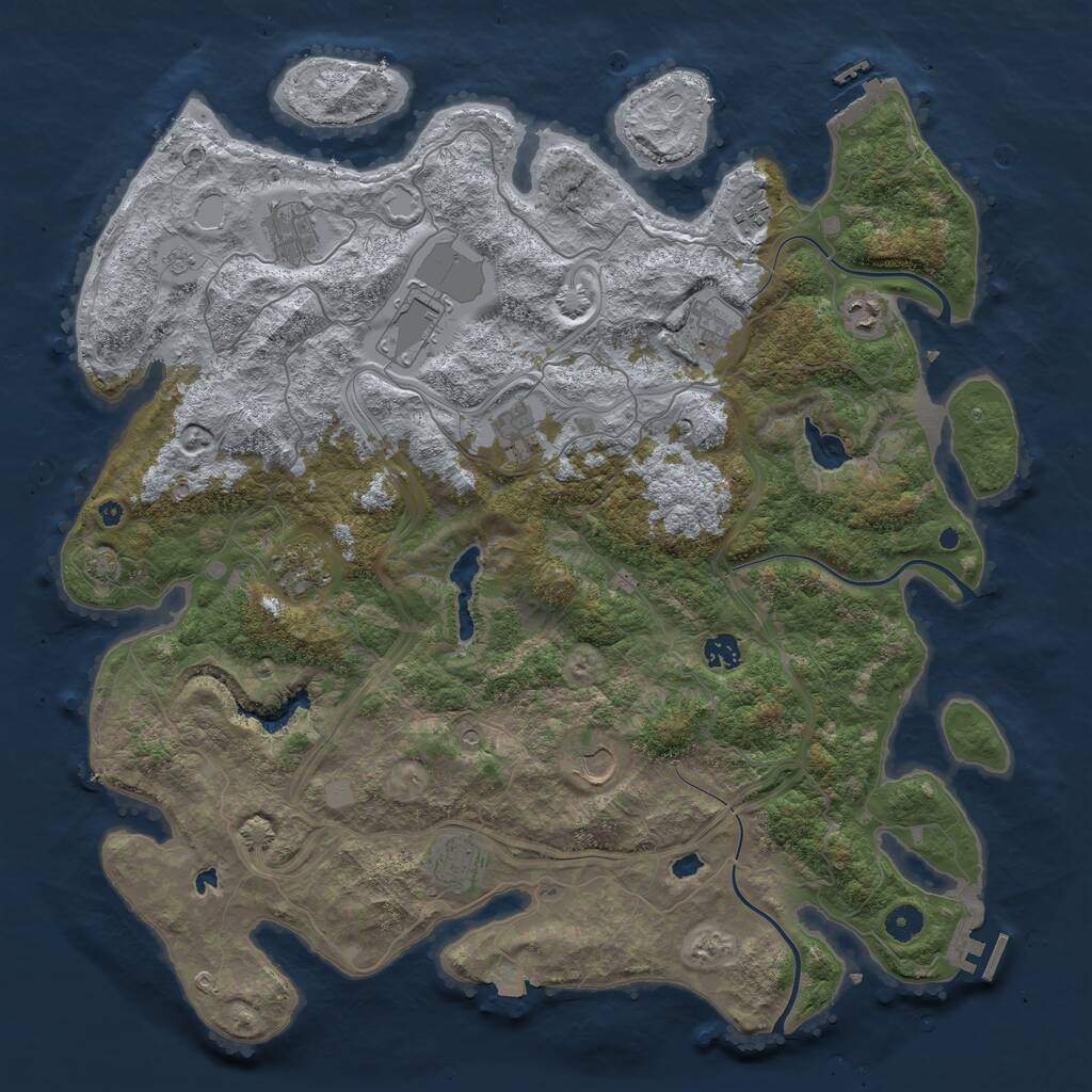 Rust Map: Procedural Map, Size: 4500, Seed: 4012485, 16 Monuments