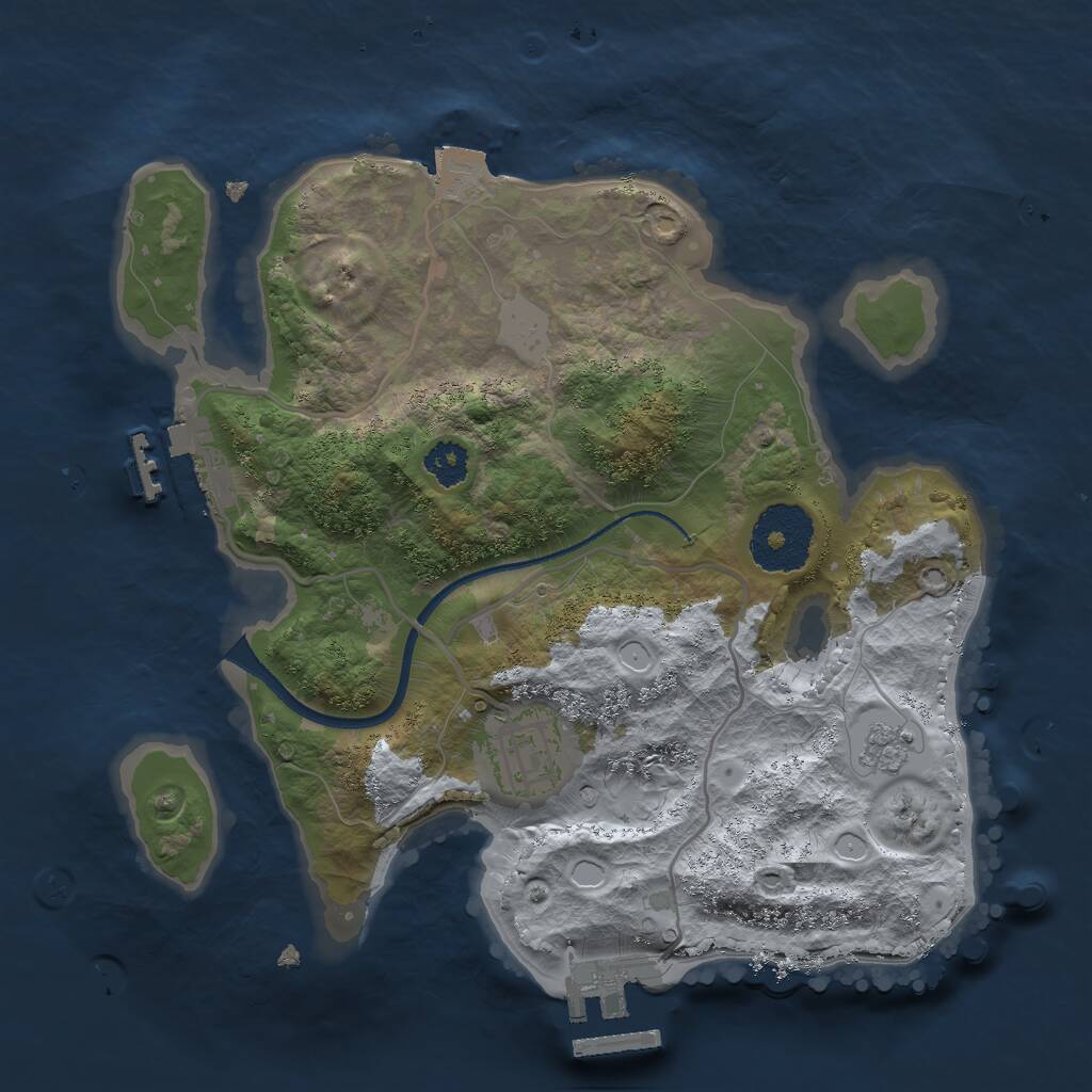 Rust Map: Procedural Map, Size: 2500, Seed: 25673, 5 Monuments