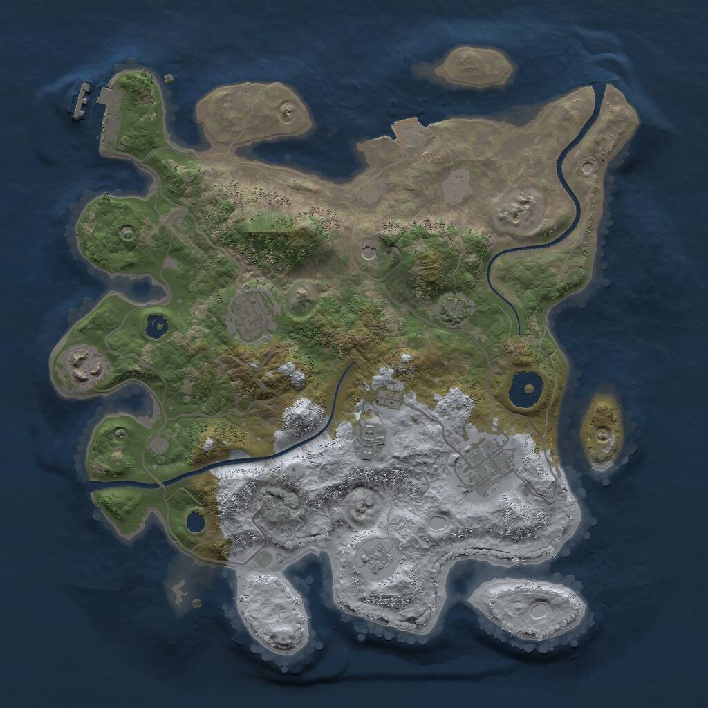Rust Map: Procedural Map, Size: 3000, Seed: 33236, 9 Monuments