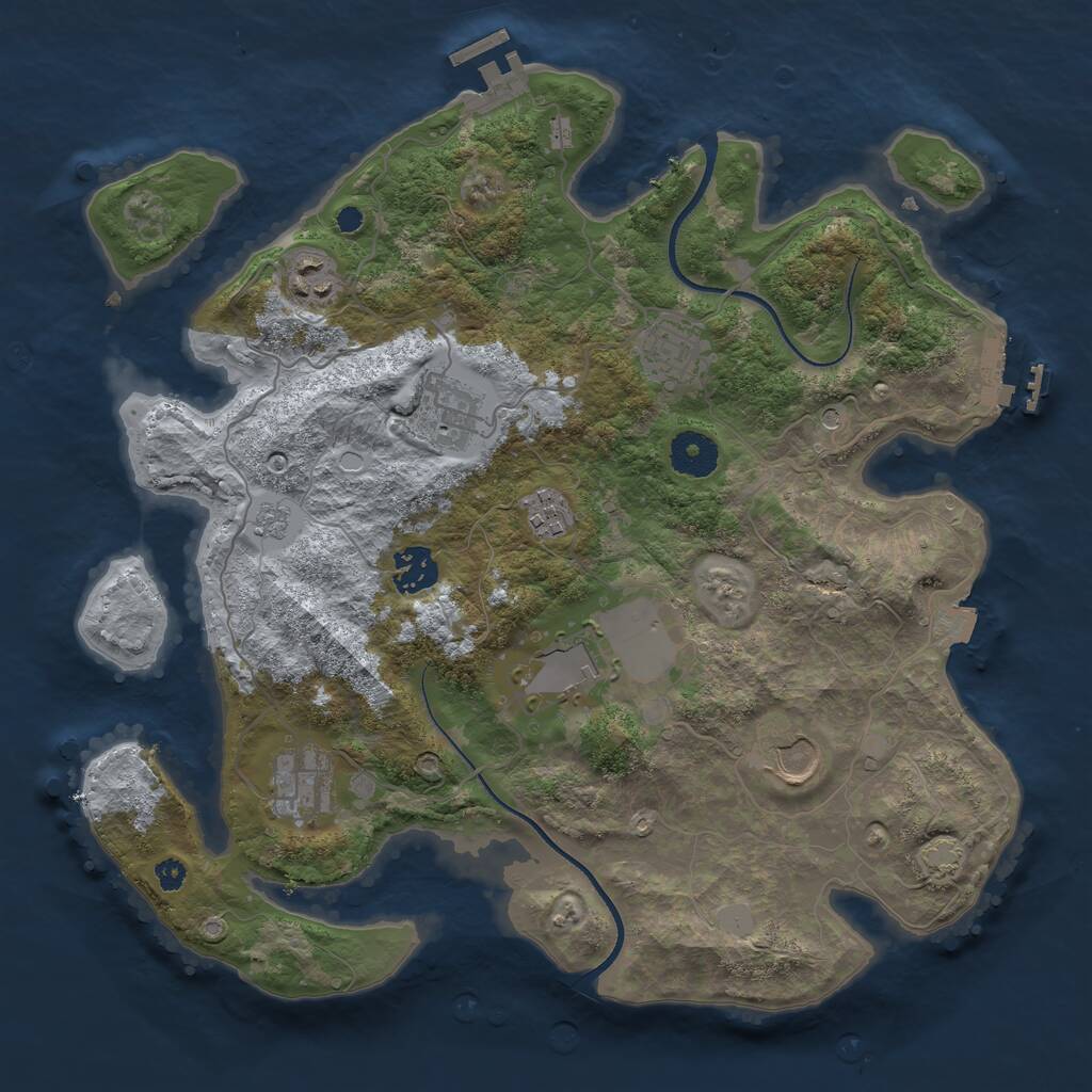 Rust Map: Procedural Map, Size: 3500, Seed: 44635, 14 Monuments